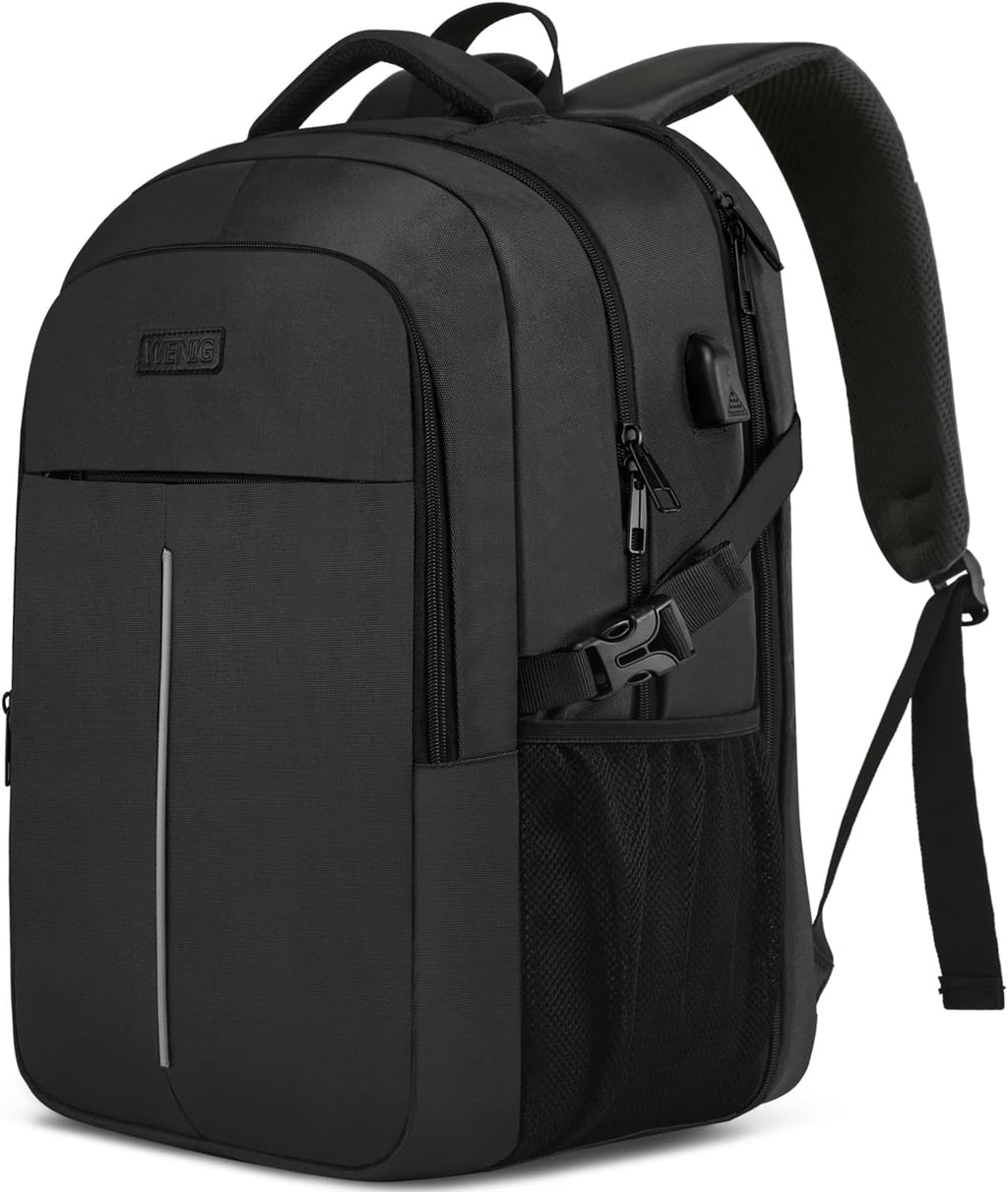 Extra Large Backpack for Men 50L,Water Resistant 17Inch Travel Laptop Work bag with USB Charging Port Anti Theft Big Business TSA Approved Computer Rucksack Women College School,Black
