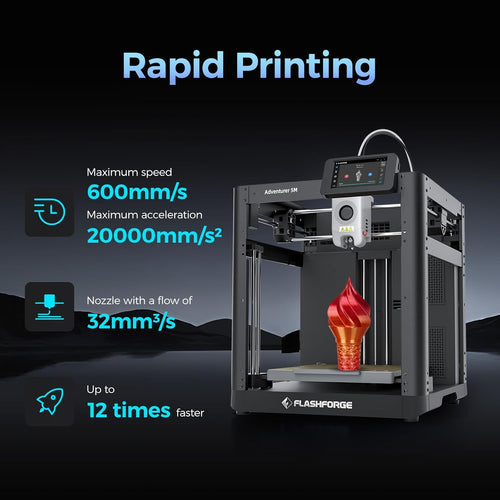 Flashforge Adventurer 5M 3D Printer with Flawless First Layer, Auto Leveling and Quick Release Nozzle,Max Speed 600mm/s,CoXY All-metal Structure,Build...