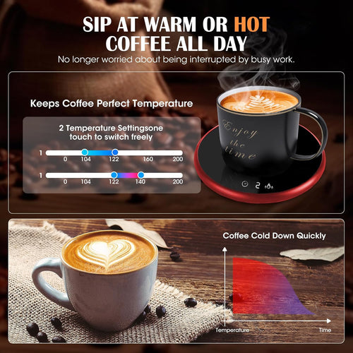 Coffee Mug Warmer, Electric Smart Beverage Mug Warmer Cup Warmer with Touch Tech & LED Backlit Display, Coffee Warmer for Home Office Coffee Mug, Milk-Cup Warmer with Two Temperature Settings