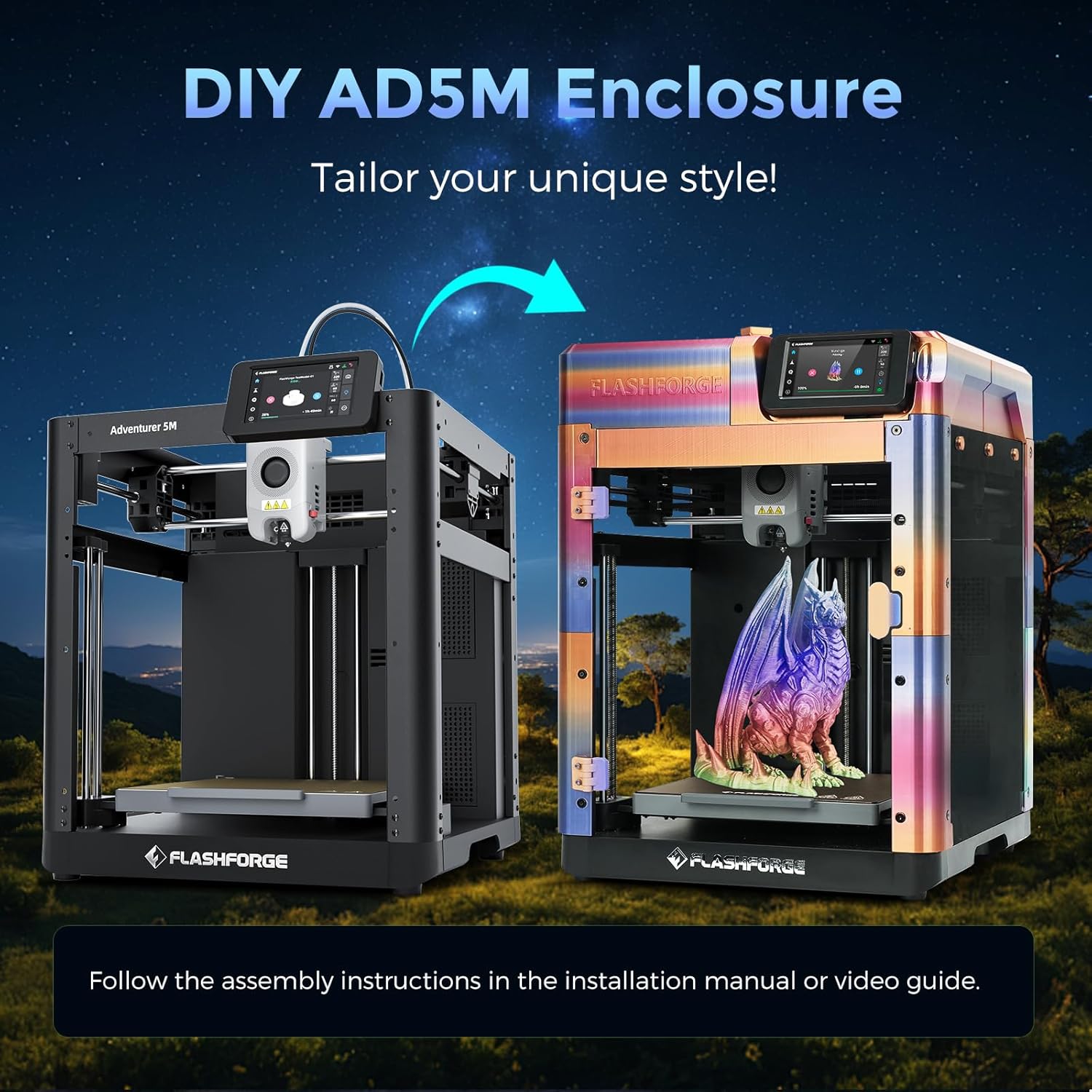 Flashforge Adventurer 5M 3D Printer with Flawless First Layer, Auto Leveling and Quick Release Nozzle,Max Speed 600mm/s,CoXY All-metal Structure,Build...